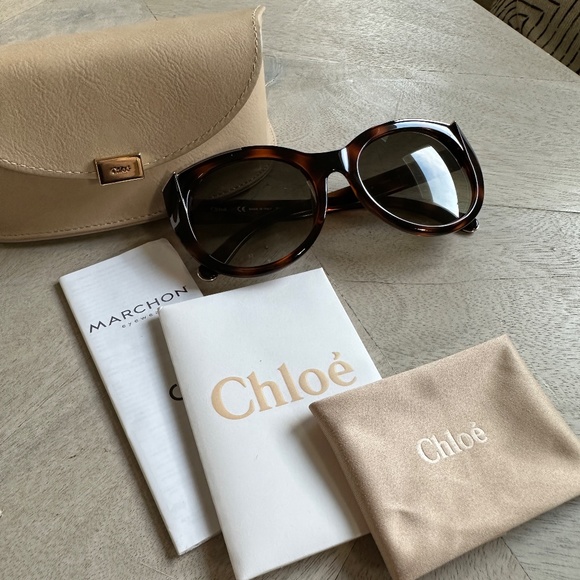 CHLOE Tortoise Shell Cat-eye Sunglasses with Arrow Detail, New - Picture 10 of 11